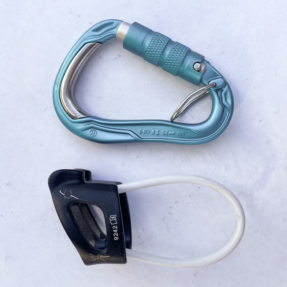 Edelrid HMS Bulletproof Screw FG Carabiner and Black Diamond ATC Belay Device